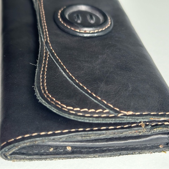 Fossil Black Leather Clutch Wallet Flap snap closure SWL 9689 - Picture 5 of 5